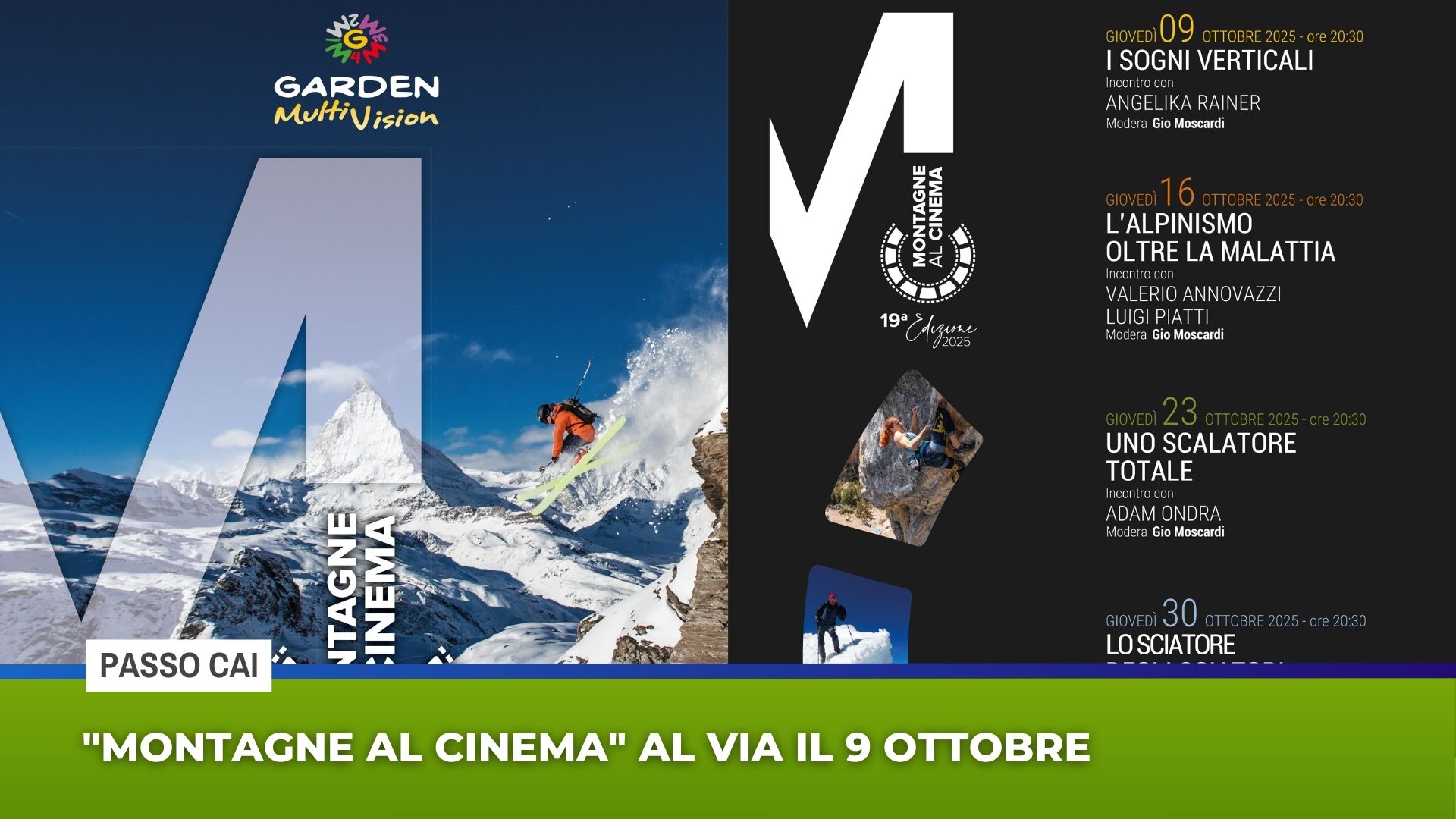 ''Montagne al cinema'' al via il 9 ottobre