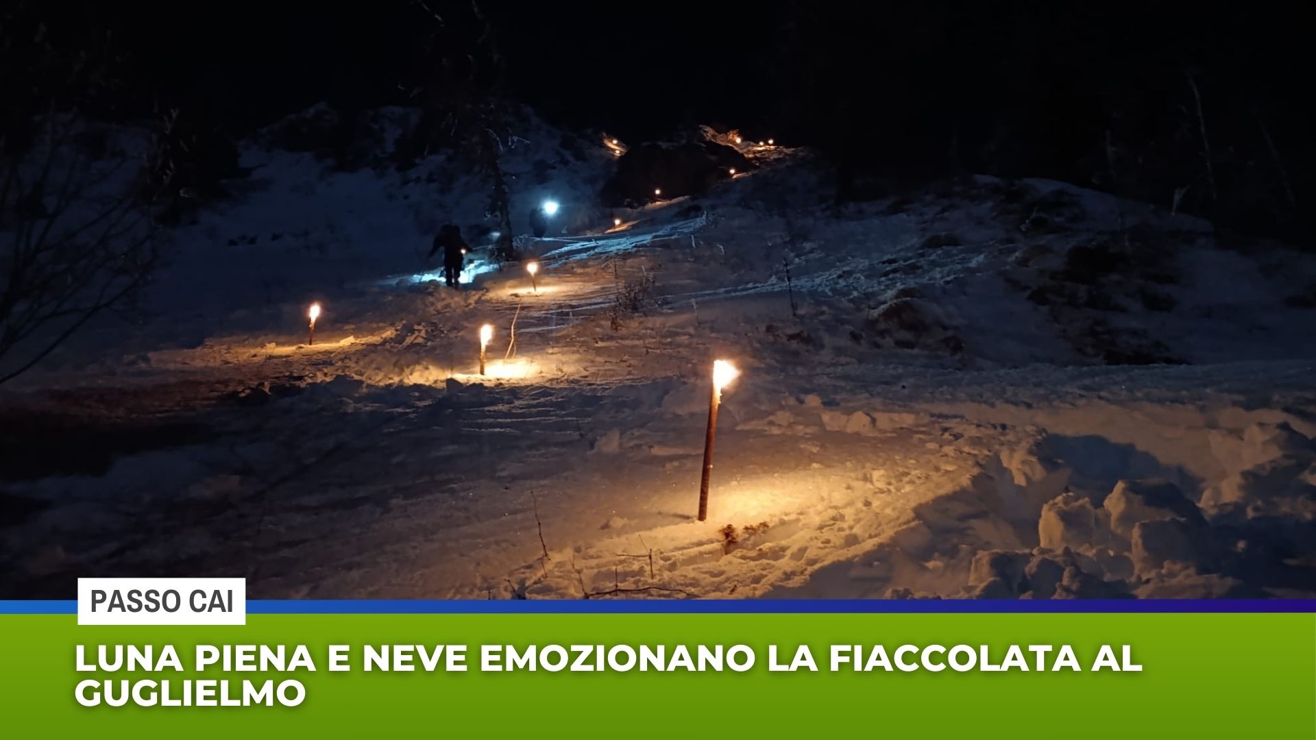 Luna piena e neve emozionano la fiaccolata al Guglielmo